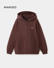 MANGO BRWON OWN YOUR TIME ZIPPER HOOD