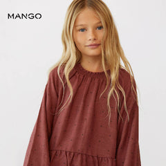 MANGO BURGUNDY FLOWY PRINTED DRESS 7906