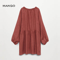 MANGO BURGUNDY FLOWY PRINTED DRESS 7906