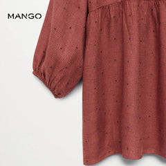 MANGO BURGUNDY FLOWY PRINTED DRESS 7906
