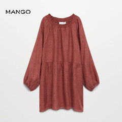MANGO BURGUNDY FLOWY PRINTED DRESS 7906