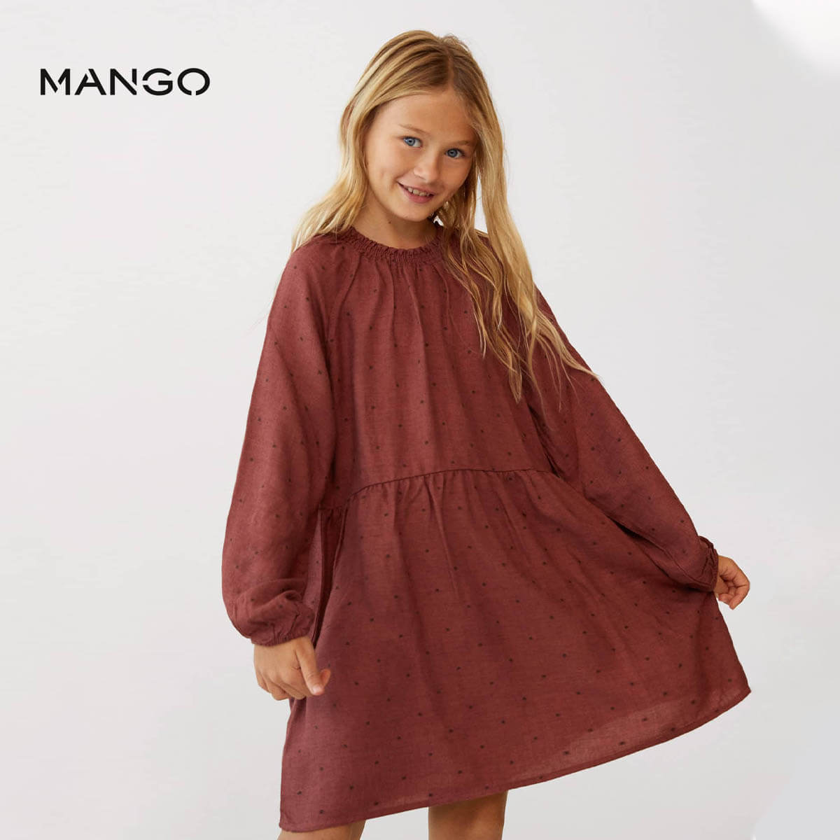 MANGO BURGUNDY FLOWY PRINTED DRESS 7906 – PEEKABOO.PK