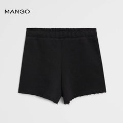 MANGO BLACK FRAYED HEM SHORTS