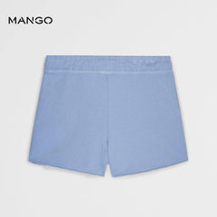 MANGO LIGHT BLUE FRAYED HEM SHORTS
