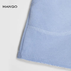 MANGO LIGHT BLUE FRAYED HEM SHORTS