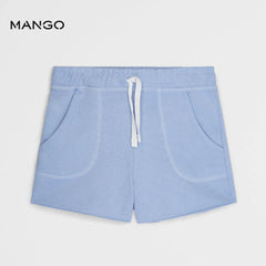 MANGO LIGHT BLUE FRAYED HEM SHORTS