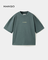 MANGO CHARCOAL BOXY FIT MOTION CLASSIC COTTON T-SHIRT