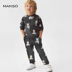 MANGO CHARCOAL BRUSHED COTTON SWEATSHIRT 2 PCS SET