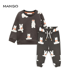 MANGO CHARCOAL BRUSHED COTTON SWEATSHIRT 2 PCS SET
