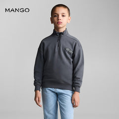 MANGO CHARCOAL COTTON BLEND GRAVITY SWEATSHIRT 77062921