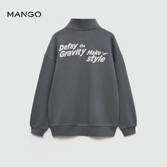 MANGO CHARCOAL COTTON BLEND GRAVITY SWEATSHIRT 77062921
