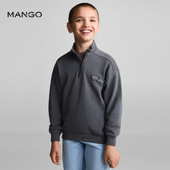 MANGO CHARCOAL COTTON BLEND GRAVITY SWEATSHIRT 77062921