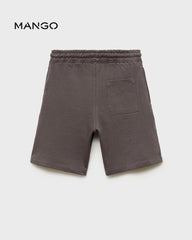 MANGO CHARCOAL COTTON SHORTS WITH DRAWSTRINGS 87085142