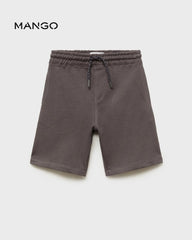MANGO CHARCOAL COTTON SHORTS WITH DRAWSTRINGS 87085142
