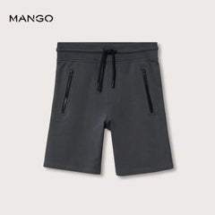 MANGO CHARCOAL ELASTIC WAIST BERMUDA SHORTS