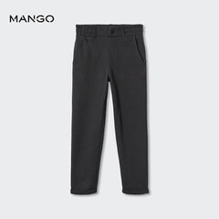 MANGO CHARCOAL ELASTIC WAIST STRAIGHT TROUSER 37075820