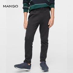 MANGO CHARCOAL ELASTIC WAIST STRAIGHT TROUSER 37075820
