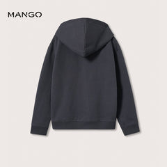 MANGO CHARCOAL FEEL FREE EMBOSSED HOODIE