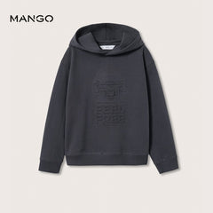 MANGO CHARCOAL FEEL FREE EMBOSSED HOODIE