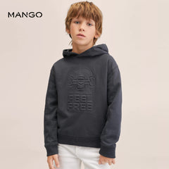 MANGO CHARCOAL FEEL FREE EMBOSSED HOODIE