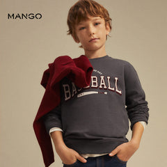 MANGO CHARCOAL GREY BASEBALL PRINTED SWEATSHIRT 2506