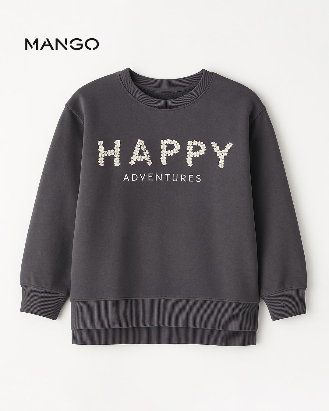 MANGO CHARCOAL HAPPY PRINTED SWEATSHIRT –