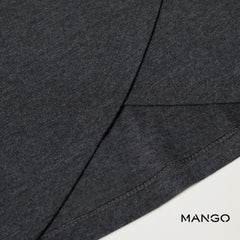 MANGO CHARCOAL HOODED DROP SHOULDER COTTON T-SHIRT