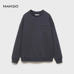 MANGO CHARCOAL PLAIN POCKET SWEATSHIRT