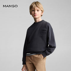 MANGO CHARCOAL PLAIN POCKET SWEATSHIRT