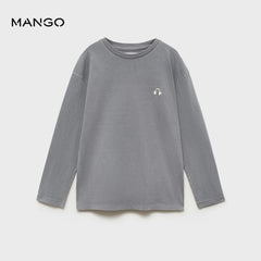MANGO CHARCOAL PRINTED COTTON BLEND T-SHIRT