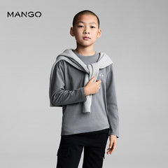 MANGO CHARCOAL PRINTED COTTON BLEND T-SHIRT