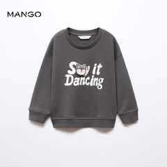 MANGO CHARCOAL PRINTED COTTON SWEATSHIRT 57094396