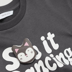 MANGO CHARCOAL PRINTED COTTON SWEATSHIRT 57094396