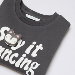 MANGO CHARCOAL PRINTED COTTON SWEATSHIRT 57094396