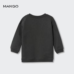 MANGO CHARCOAL PRINTED FLEECE SWEATSHIRT DRESS