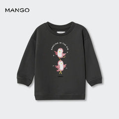 MANGO CHARCOAL PRINTED FLEECE SWEATSHIRT DRESS