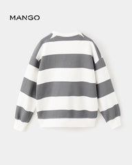 MANGO CHARCOAL STRIPED COTTON BLEND SWEATSHIRT