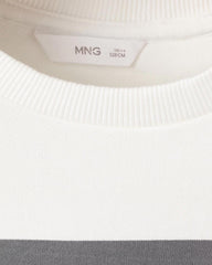 MANGO CHARCOAL STRIPED COTTON BLEND SWEATSHIRT