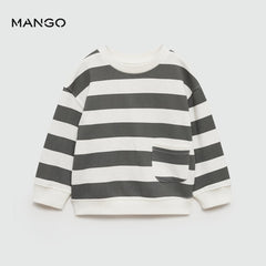 MANGO CHARCOAL STRIPED SWEATSHIRT WITH POCKET 77013288
