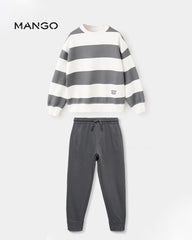 MANGO CHARCOAL STRIPED SWEATSHIRT WITH JOGGER SET