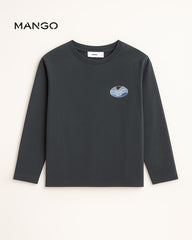 MANGO CHARCOAL WAVY PRINTED T-SHIRT