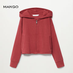 MANGO CHERRY CROPPED ZIPPER HOOD