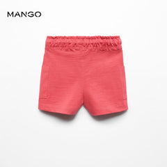 MANGO CORAL RED ELASTIC WAIST BERMUDA SHORTS 67047917