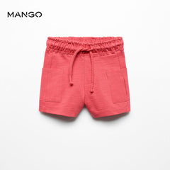 MANGO CORAL RED ELASTIC WAIST BERMUDA SHORTS 67047917