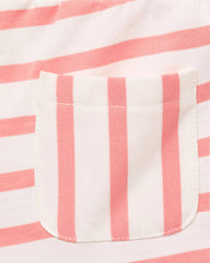 MANGO CORAL RED STRIPED SHORTS WITH RUFFLE POCKETS