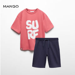MANGO CORAL RED SURF PRINTED T-SHIRT 2 PCS SET
