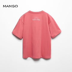 MANGO CORAL RED SURF PRINTED T-SHIRT