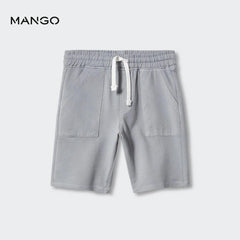 MANGO LIGHT GREY COTTON SHORTS WITH ELASTIC WAIST 47087836