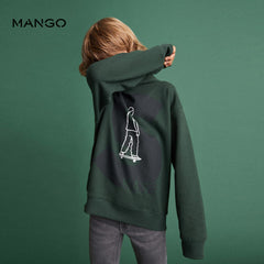 MANGO DARK GREEN SKATE PRINTED HOODIE 4756