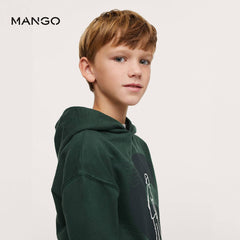 MANGO DARK GREEN SKATE PRINTED HOODIE 4756